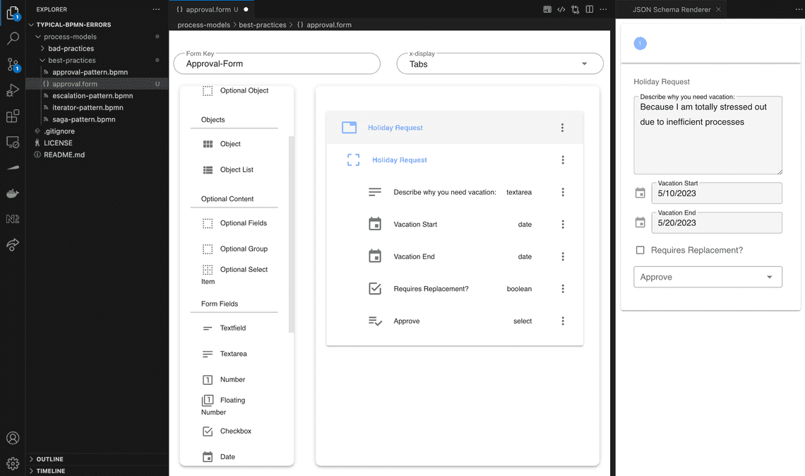 Abbildung 3: Formular Editor in Miranum IDE